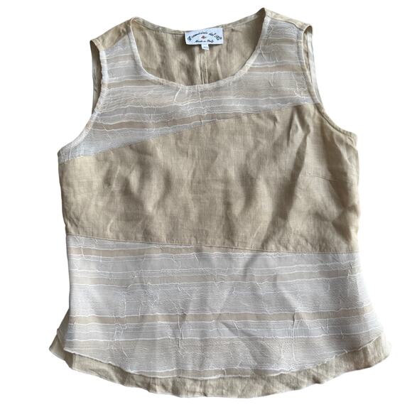 Vintage Italian 100% Linen Sheer-Stripe Tank (S/M) - Picture 5 of 8